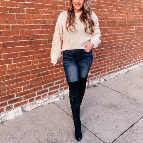 New Freya Black Over The Knee Fuax Suede Heel Stiletto Boots, 9 - Picture 1 of 7